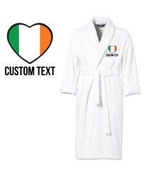 Ireland Flag Heart Shape Embroidery Logo with Custom Text Embroidered Bathrobes